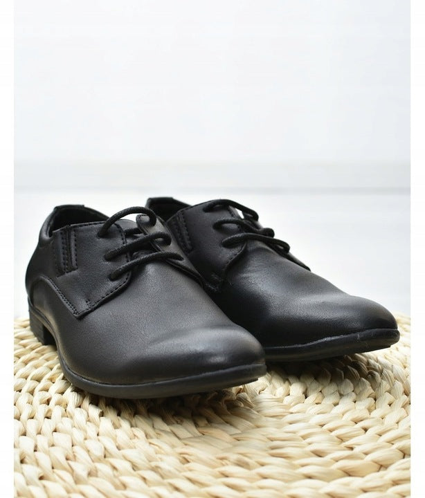 Boys' Elegant Black Eco-Leather Oxfords | AB125C-16 – Luxahaus Beyond