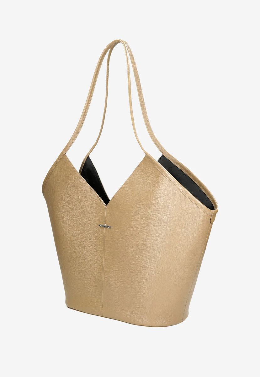 Wojas Beige V-shaped Leather Tote Bag | 8022554 – Luxahaus 