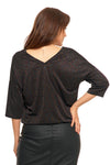 Women's Elegant Black Shirt with Sparkling Decoration | BD2500-034