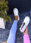 Women's White CC Espadrilles Slip-On Flats | 3099-2