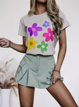 Beige T-Shirt with Flowers Print | FL-72