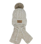 Boys' Beige Tied Hat with Pompom and Scarf Set ~ 1-3 Years | 44/415