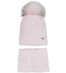 Girls' Powder Pink Hat with Pompom and Tube Scarf Set ~ 1-5 Years | 44/422