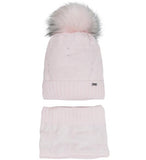 Girls' Powder Pink Hat with Pompom and Tube Scarf Set ~ 1-5 Years | 44/422