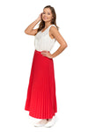 Red Pleated Skirt  | SD2700-001-R