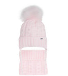 Girls' Powder Pink Tied Hat with Pompom and Tube Scarf Set ~ 1-5 Years | 46/420