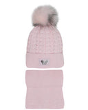 Girls' Light Pink Hat with Pompom and Tube Scarf Set ~ 1-5 Years | 46/424-LP