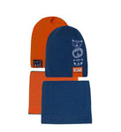 Boys' Blue Jeans and Orange Double Sided Hat and Tube Scarf Set ~ 6-12 Years | 46/471