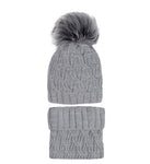 Girls' Gray Hat  and Tube Scarf Set ~6-12 Years | 46/497