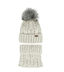 Girls' Pearl Hat with Pompom and Tube Scarf Set ~6-12 Years | 48/429