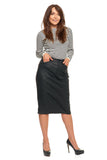 Black Eco Leather Skirt  | SD4500-001