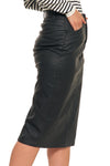 Black Eco Leather Skirt  | SD4500-001