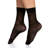 Women's Black Transparent Ankle Socks with Lines Pattern | COCO8