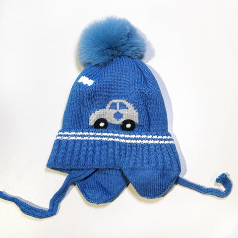 Baby Boy Tied Hat with Car Print ~ 0-24 months | 46/445