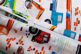 100% Cotton White Pillowcase with Contruction Vehicles Pattern - Poszewka na Poduszkę Jasiek | BL-77