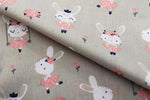 100% Cotton Gray Pillowcase with Bunny Pattern - Poszewka na Poduszkę Jasiek | BL-88