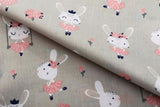 100% Cotton Gray Pillowcase with Bunny Pattern - Poszewka na Poduszkę Jasiek | BL-88