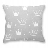 100% Cotton Gray Pillowcase with Crown Pattern - Poszewka na Poduszkę Jasiek | BL-28