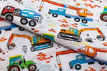 100% Cotton White Pillowcase with Contruction Vehicles Pattern - Poszewka na Poduszkę Jasiek | BL-77