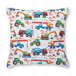 100% Cotton White Pillowcase with Contruction Vehicles Pattern - Poszewka na Poduszkę Jasiek | BL-77