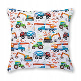 100% Cotton White Pillowcase with Contruction Vehicles Pattern - Poszewka na Poduszkę Jasiek | BL-77