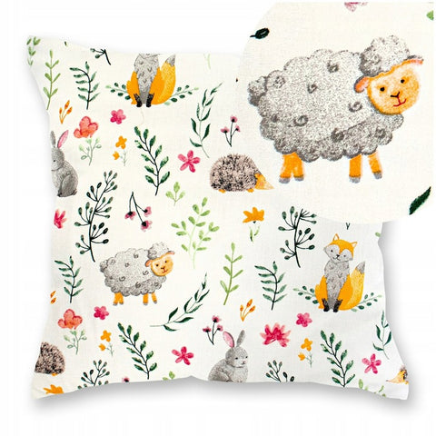 100% Cotton White Pillowcase with Cute Animals Pattern - Poszewka na Poduszkę Jasiek | BL-241