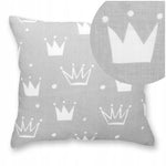 100% Cotton Gray Pillowcase with Crown Pattern - Poszewka na Poduszkę Jasiek | BL-28