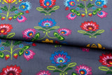 100% Cotton Gray Pillowcase with Folk Lowicz Pattern - Poszewka na Poduszkę Jasiek | BL-138