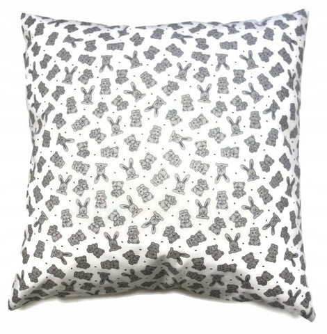 100% Cotton White Pillowcase with Rabbits Pattern - Poszewka na Poduszkę Jasiek | 4040baw