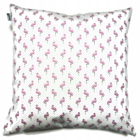 100% Cotton White Pillowcase with Flamingo Pattern - Poszewka na Poduszkę Jasiek | 4045baw