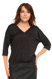 Women's Elegant Black Shirt with Sparkling Decoration | BD2500-034