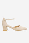 Wojas Beige Goat Leather Heels with Single Strap | 35086-64