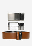 Wojas 2 in 1 Brown & Black Leather Double Sided Belt Gift Set  | 9590152