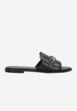 Wojas Urban Style Black Leather Slide Sandals with Chain | 74096-51