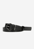 Wojas Women's Black Leather Belt with Rounded Buckle | 9309451