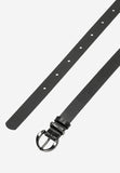 Wojas Women's Black Leather Belt with Rounded Buckle | 9309451