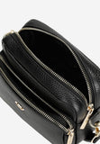 Wojas Black Leather Crossbody Bag with Golden Decorations | 8031751