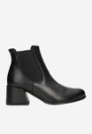 Wojas Black Leather Heeled Ankle Boots | 5521651