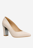 Wojas Beige Leather High Heels with Decorative Heel | 3504454