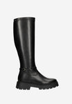 Wojas Black Insulated Leather Knee High Boots with Metal Decorations | 7105151