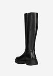 Wojas Black Insulated Leather Knee High Boots with Metal Decorations | 7105151