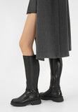 Wojas Black Insulated Leather Knee High Boots with Metal Decorations | 7105151