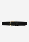 Wojas Women's Black Leather Belt With Golden Buckle | 9308821