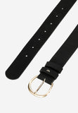 Wojas Women's Black Leather Belt With Golden Buckle  | 9308821