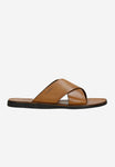 Wojas Light Brown Leather Slide Sandals | 3202352