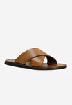 Wojas Light Brown Leather Slide Sandals | 3202352