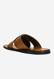 Wojas Light Brown Leather Slide Sandals | 3202352