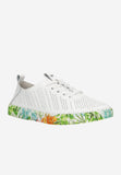 Wojas White Leather Sneakers with Floral Pattern | 4626759