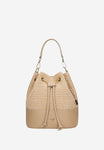 Wojas Beige Leather and Raffia Shoulder Bag | 8037884