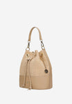 Wojas Beige Leather and Raffia Shoulder Bag | 8037884